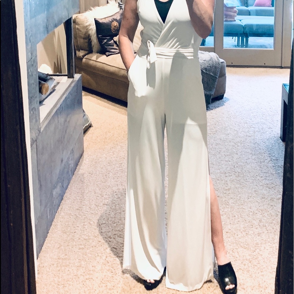 Express white slit leg jumpsuit